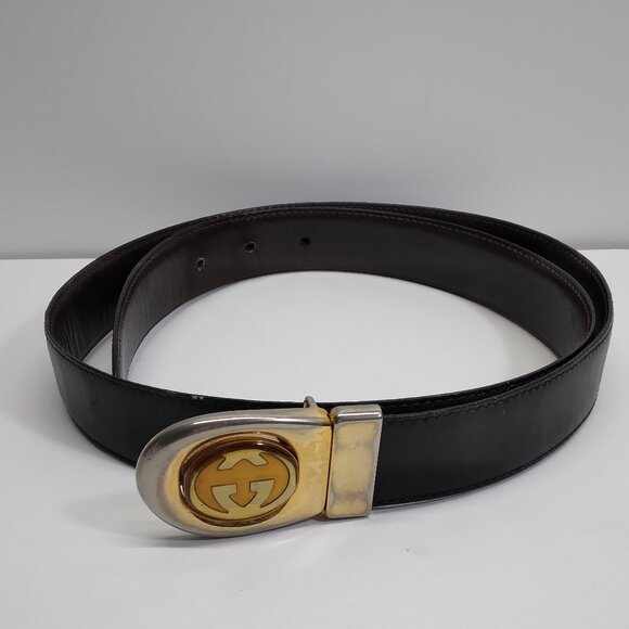 Vintage Gucci Reversible GG Black Brown Leather Belt - Picture 15 of 15